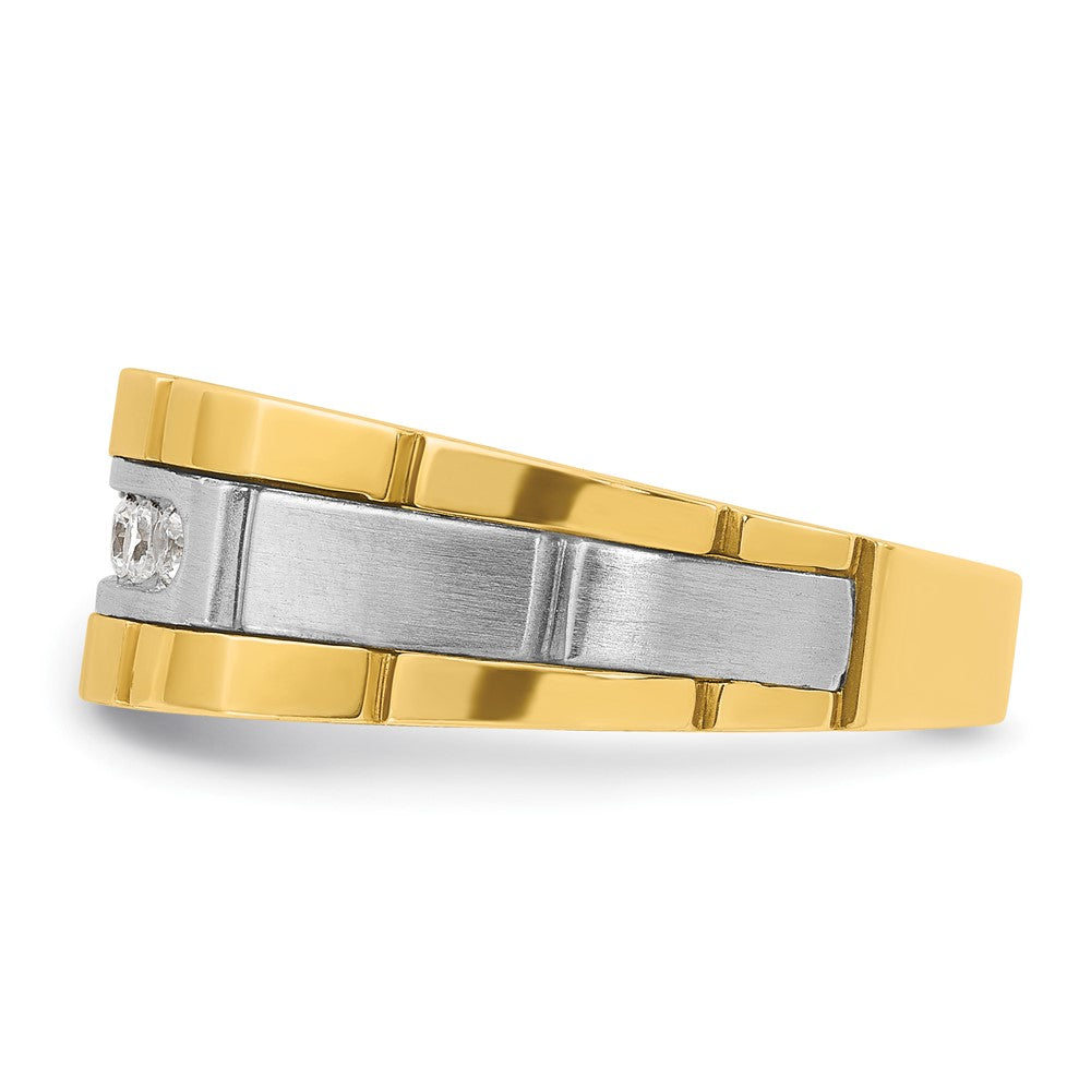 14K Zweifarbiges Gold Herren-Diamantring mit 0,25K, komplett besetzt