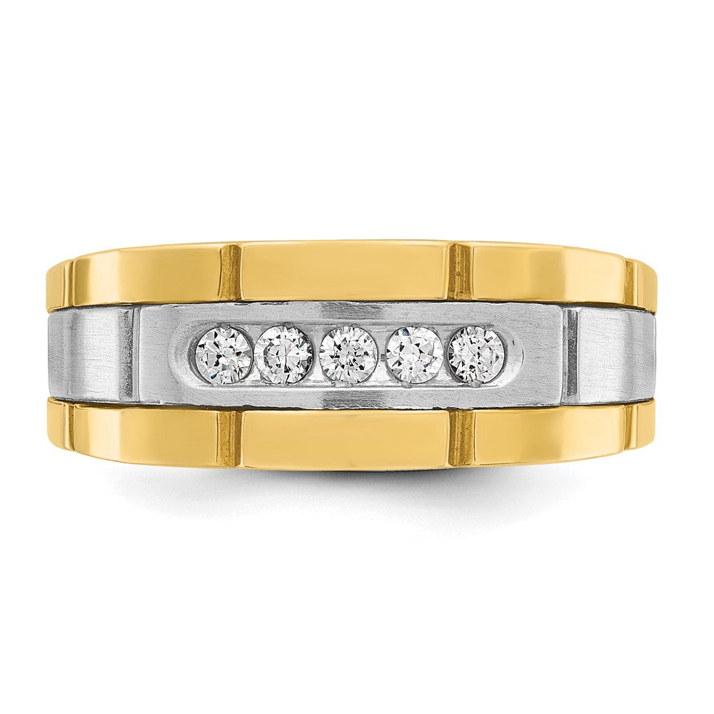 14K Zweifarbiges Gold Herren-Diamantring mit 0,25K, komplett besetzt