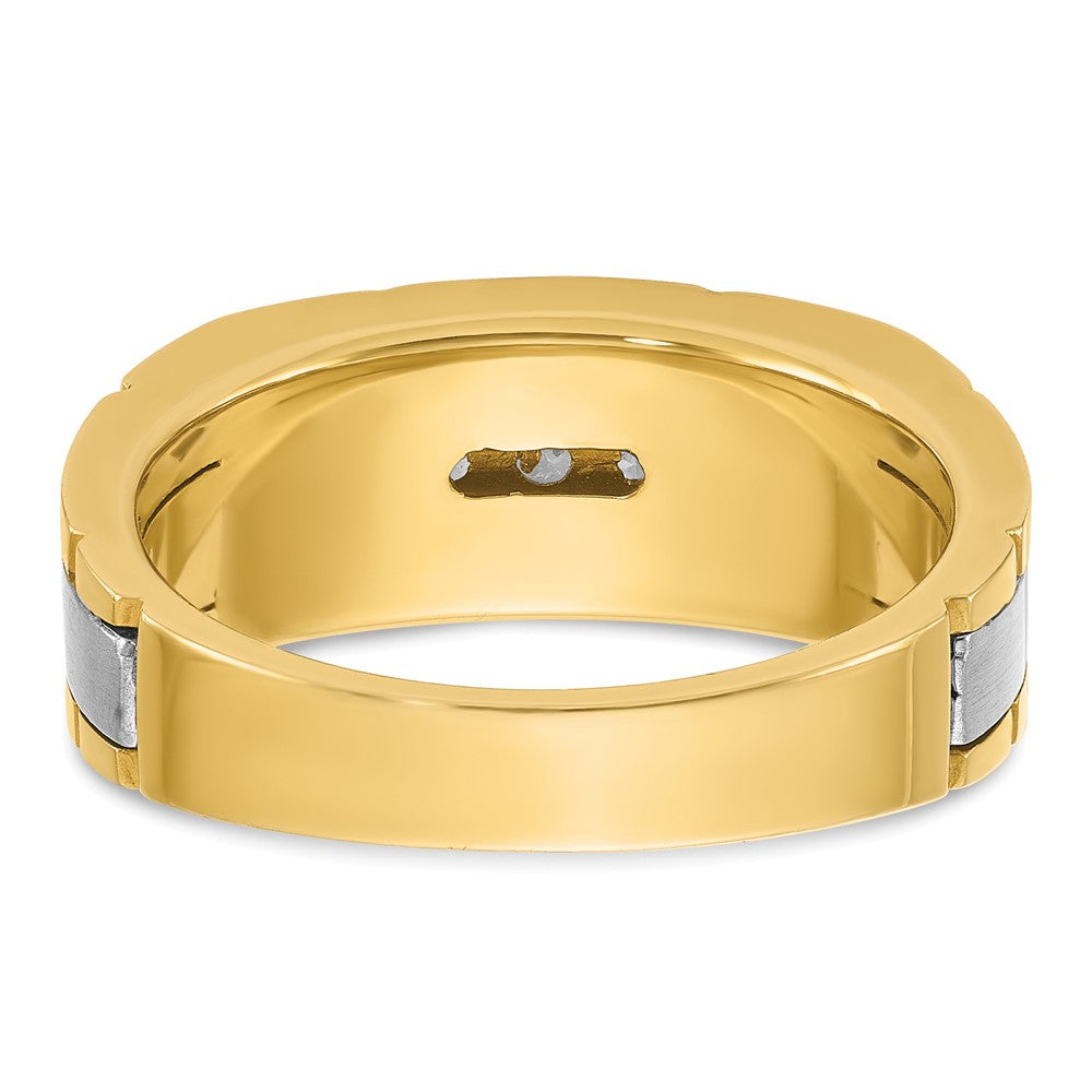 14K Zweifarbiges Gold Herren-Diamantring mit 0,25K, komplett besetzt