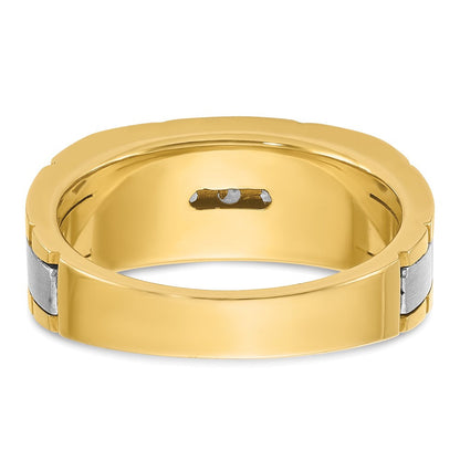14K Zweifarbiges Gold Herren-Diamantring mit 0,25K, komplett besetzt