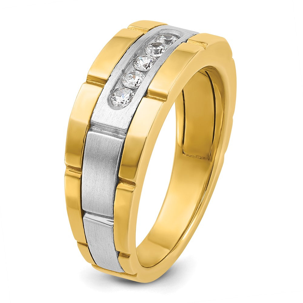 14K Zweifarbiges Gold Herren-Diamantring mit 0,25K, komplett besetzt