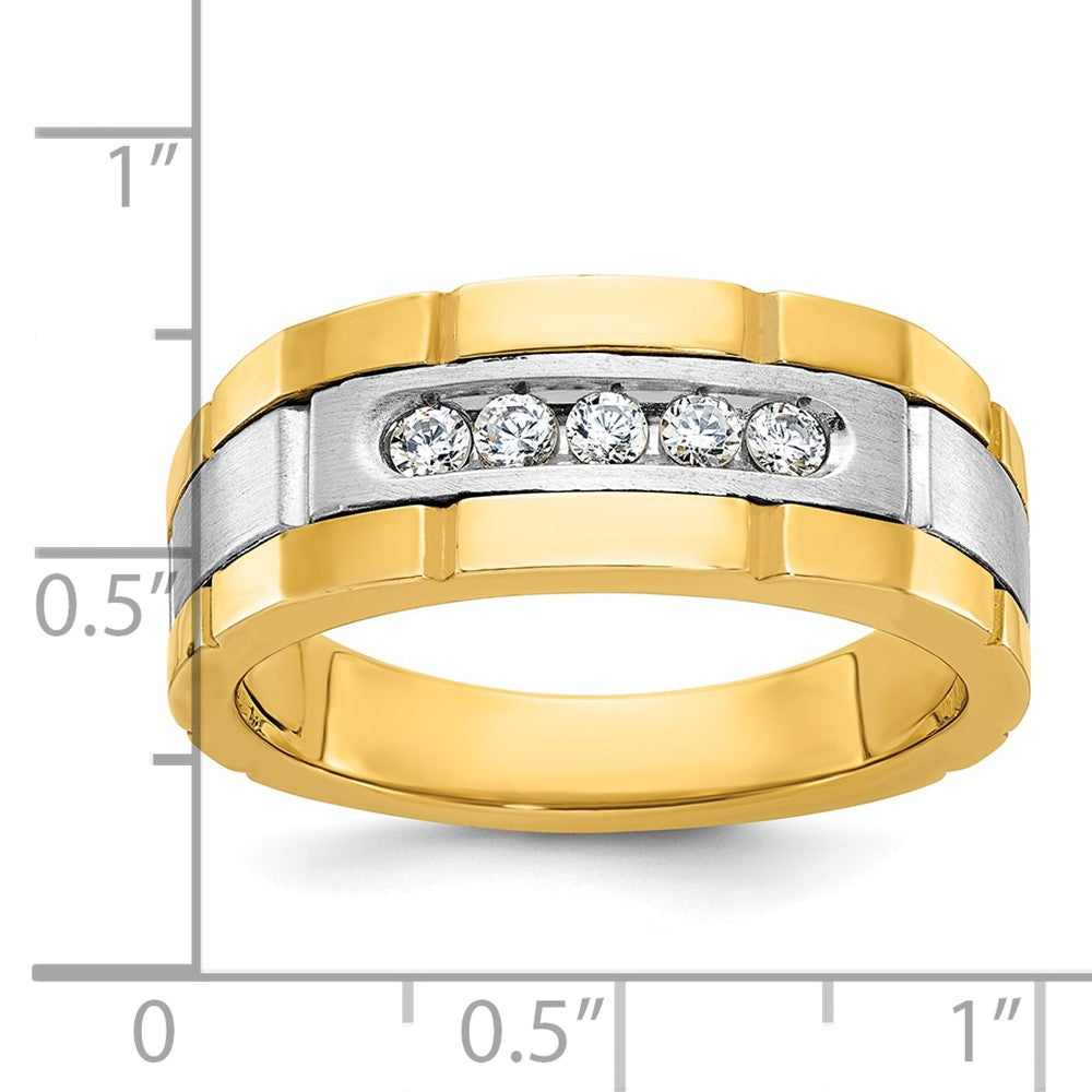 14K Zweifarbiges Gold Herren-Diamantring mit 0,25K, komplett besetzt