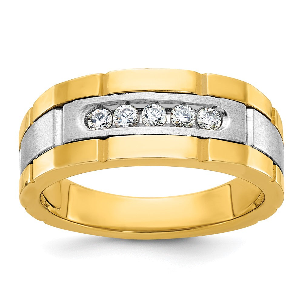 14K Zweifarbiges Gold Herren-Diamantring mit 0,25K, komplett besetzt