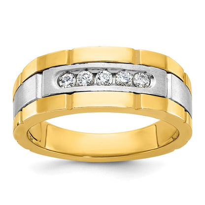 14K Zweifarbiges Gold Herren-Diamantring mit 0,25K, komplett besetzt