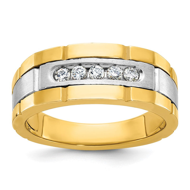 14K Zweifarbiges Gold Herren-Diamantring mit 0,25K, komplett besetzt