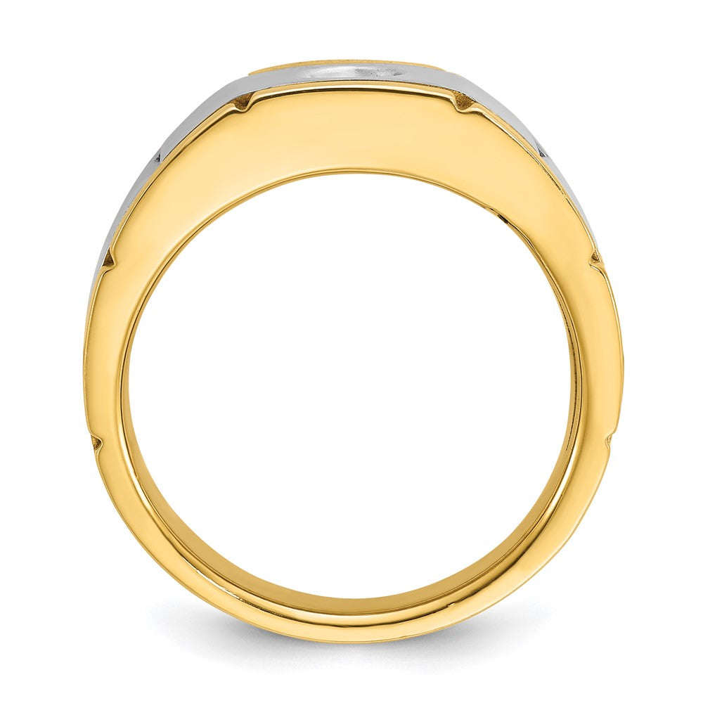 14K Bicolor Gold Herren-Ring, poliert und satiniert, mit 0,25 ct. Diamanten, komplett besetzt