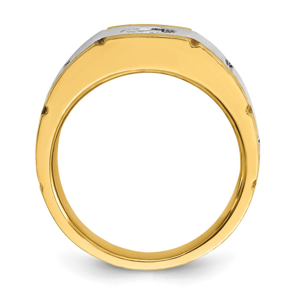 14K Zweifarbig-Gold Herren-Diamantring mit 0,5K, komplett besetzt