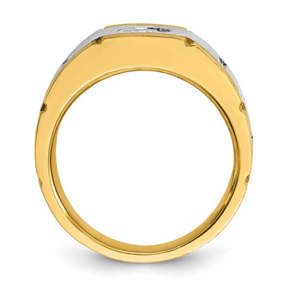 14K Zweifarbig-Gold Herren-Diamantring mit 0,5K, komplett besetzt