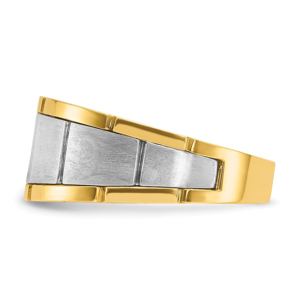 14K Zweifarbig-Gold Herren-Diamantring mit 0,5K, komplett besetzt