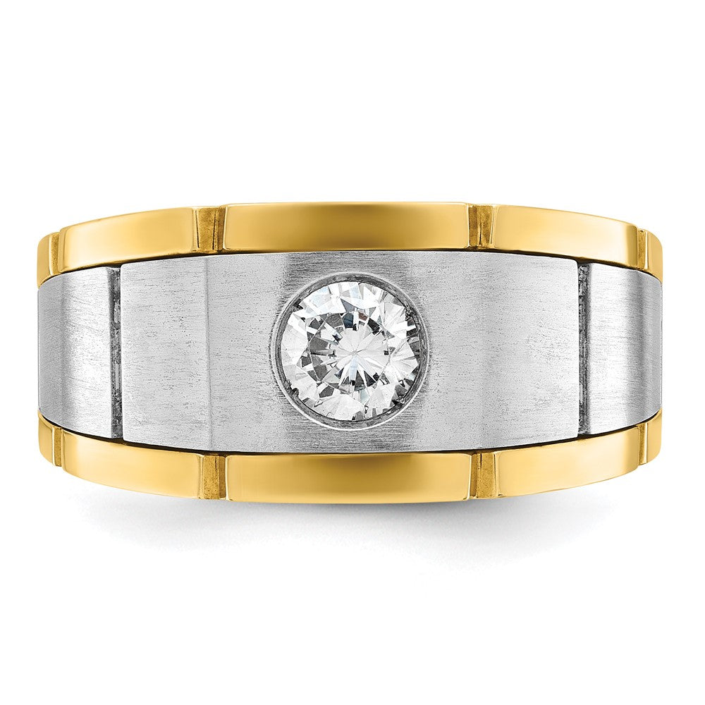 14K Zweifarbig-Gold Herren-Diamantring mit 0,5K, komplett besetzt