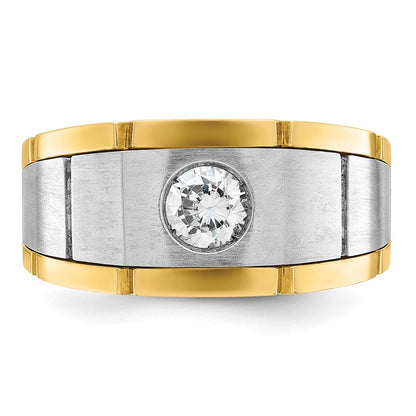 14K Zweifarbig-Gold Herren-Diamantring mit 0,5K, komplett besetzt
