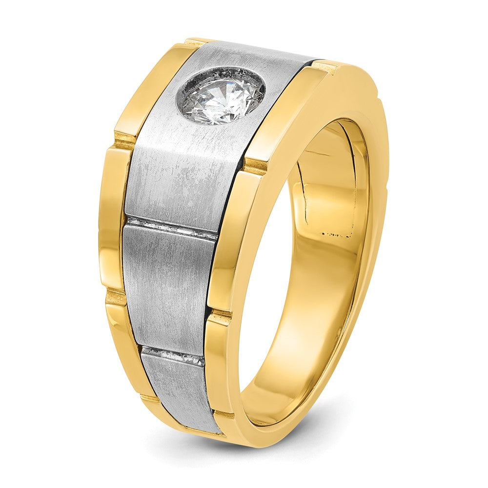 14K Zweifarbig-Gold Herren-Diamantring mit 0,5K, komplett besetzt