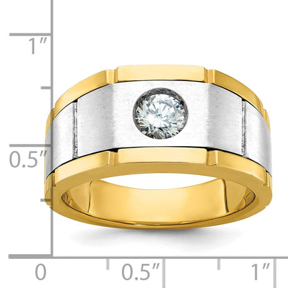 14K Zweifarbig-Gold Herren-Diamantring mit 0,5K, komplett besetzt