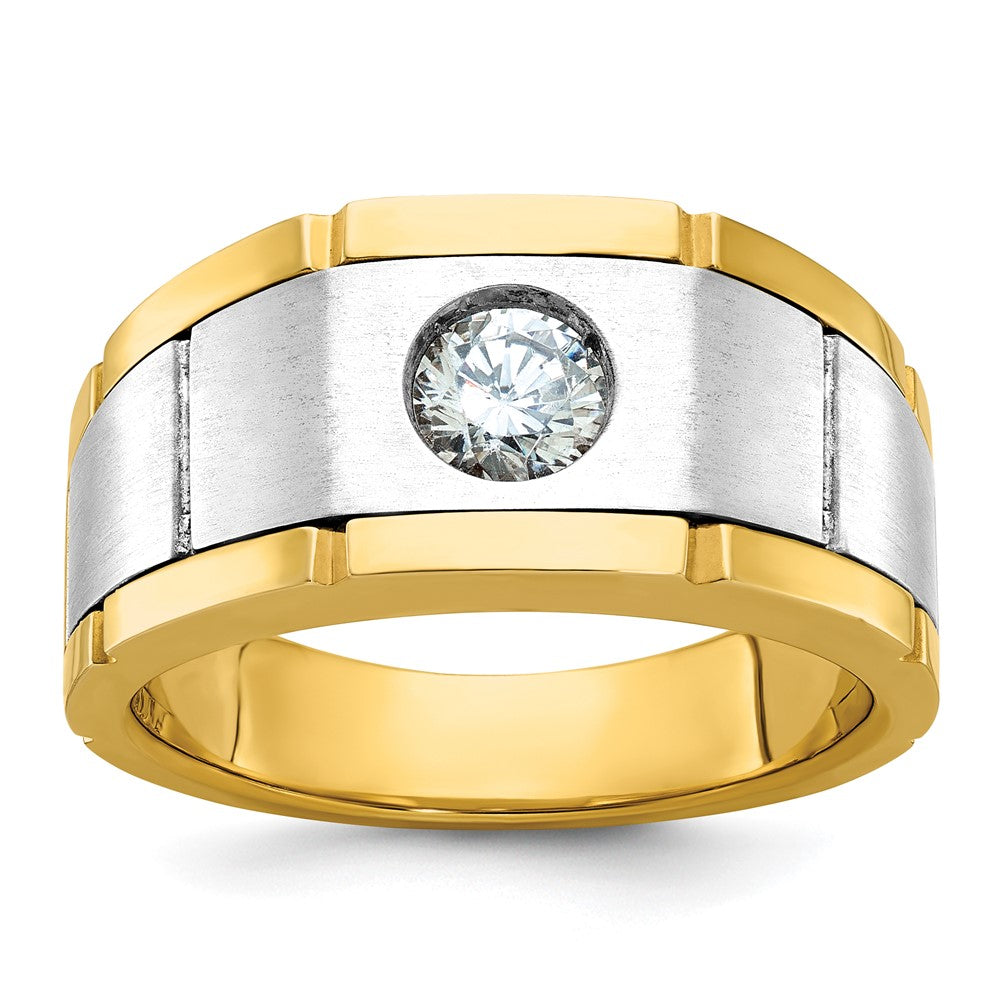 14K Zweifarbig-Gold Herren-Diamantring mit 0,5K, komplett besetzt