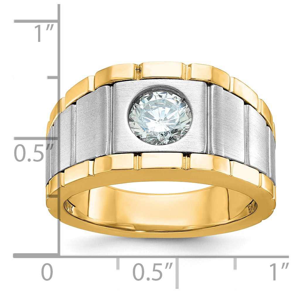 14K Bicolor 1 ct Im Labor Gezüchtet Diamant Vs+ F+ Herren Ring