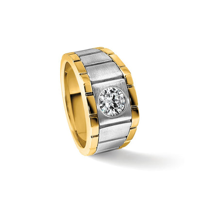 14K Bicolor 1 ct Im Labor Gezüchtet Diamant Vs+ F+ Herren Ring