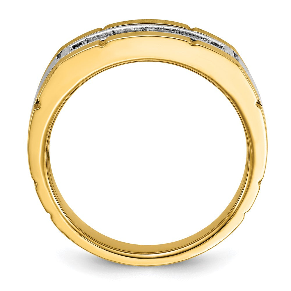 14K Bicolor Fünf-Stein-Ring für Herren mit 0,5 ct. Labor-gezüchteten Diamanten, VS/SI+ G+, poliert und satiniert
