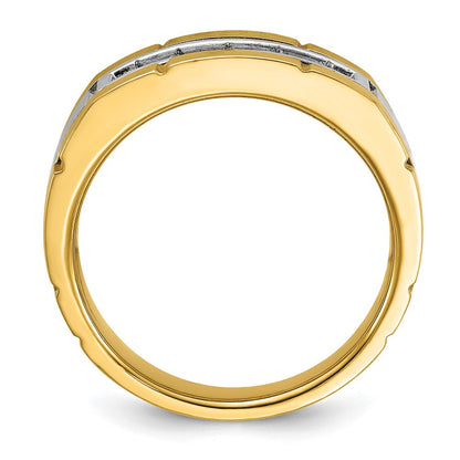 14K Bicolor Fünf-Stein-Ring für Herren mit 0,5 ct. Labor-gezüchteten Diamanten, VS/SI+ G+, poliert und satiniert