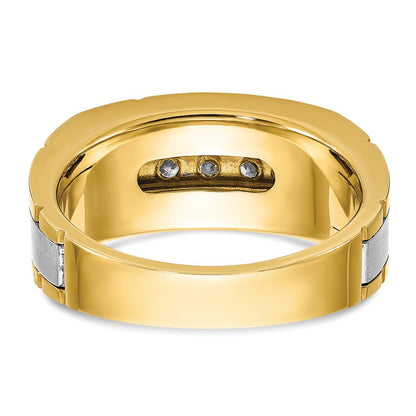 14K Bicolor Fünf-Stein-Ring für Herren mit 0,5 ct. Labor-gezüchteten Diamanten, VS/SI+ G+, poliert und satiniert