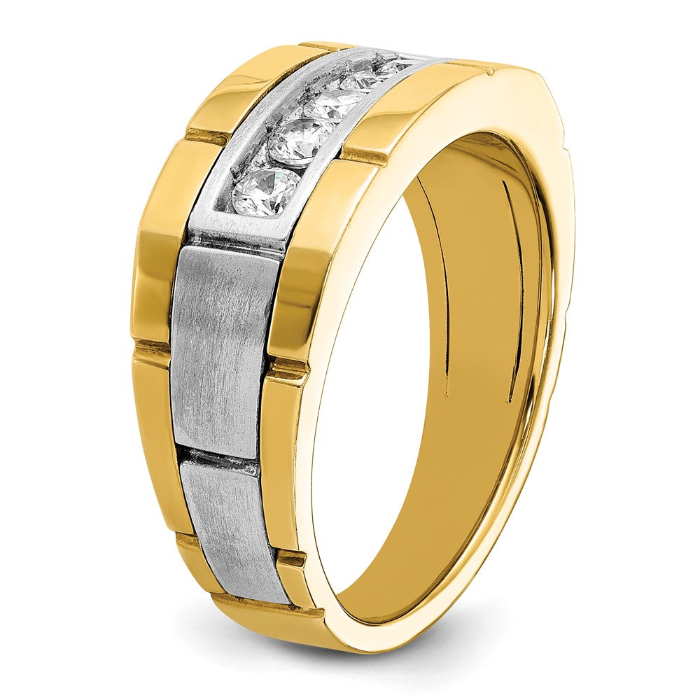 14K Bicolor Fünf-Stein-Ring für Herren mit 0,5 ct. Labor-gezüchteten Diamanten, VS/SI+ G+, poliert und satiniert