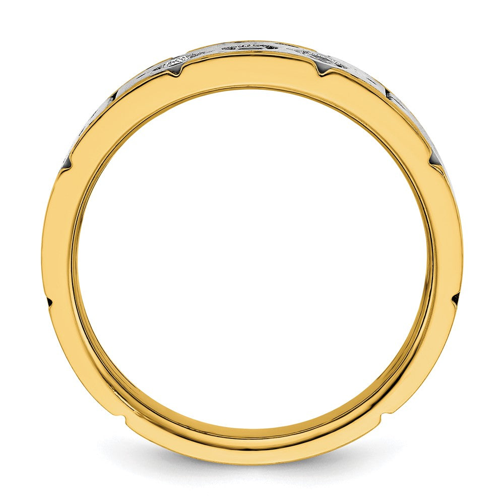 14K Bicolor-Gold Herren-Ring, poliert und satiniert, mit 0,25K Diamant, komplett besetzt