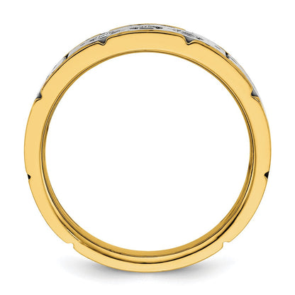 14K Bicolor Herrenring mit drei Steinen und 0,25 ct. Labor-gezüchteten Diamanten VS/SI+ G+