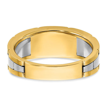 14K Bicolor Herrenring mit drei Steinen und 0,25 ct. Labor-gezüchteten Diamanten VS/SI+ G+