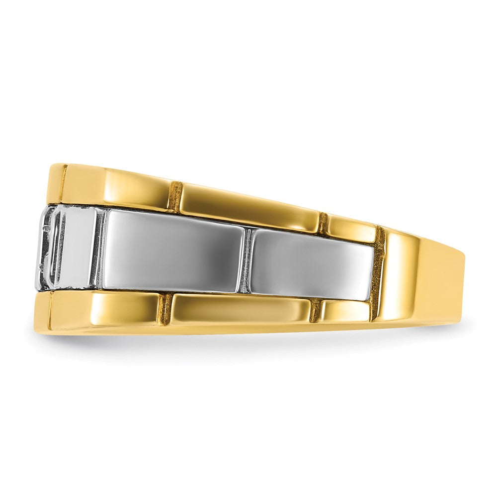 10K Bicolor Ibgoodman Herren Poliert und Gerillt Im Labor Erzeugt Saphir 1/10 Karat A Qualität Diamant Ring