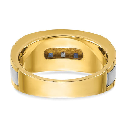 10K Bicolor Ibgoodman Herren Poliert und Gerillt Im Labor Erzeugt Saphir 1/10 Karat A Qualität Diamant Ring