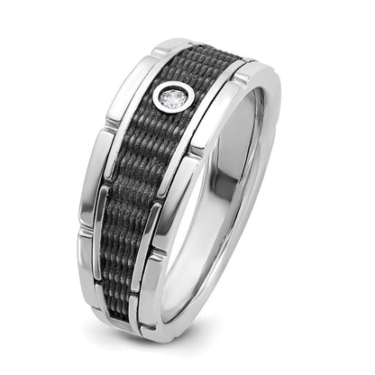 14K Weißgold mit Schwarzrhodinierung Herren-Diamantring mit 0,05 ct