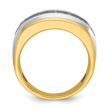 Herrenring aus 14K Gelb- und Rhodiumgold mit Weißrhodium, satiniert, komplett besetzt mit 1,5 ct. Diamanten
