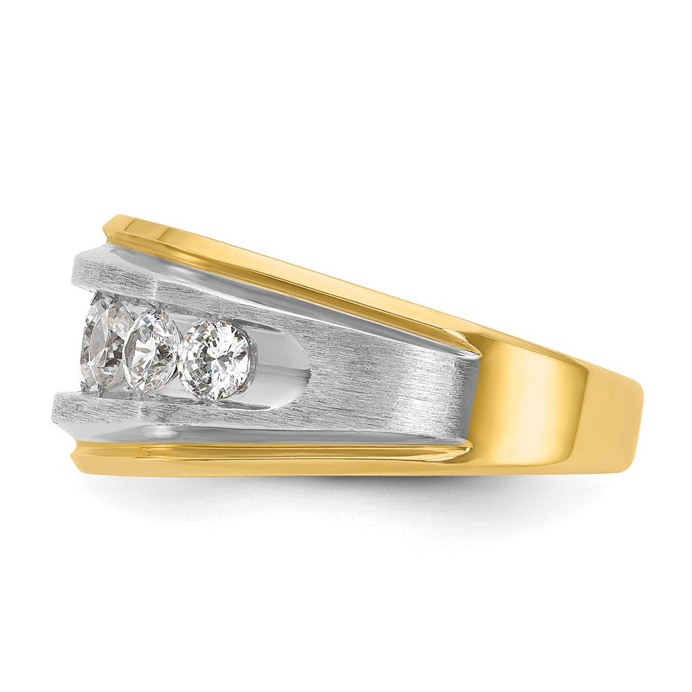 Herrenring aus 14K Gelb- und Rhodiumgold mit Weißrhodium, satiniert, komplett besetzt mit 1,5 ct. Diamanten