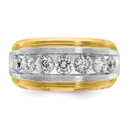 Herrenring aus 14K Gelb- und Rhodiumgold mit Weißrhodium, satiniert, komplett besetzt mit 1,5 ct. Diamanten