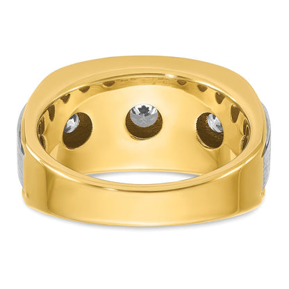 Herrenring aus 14K Gelb- und Rhodiumgold mit Weißrhodium, satiniert, komplett besetzt mit 1,5 ct. Diamanten