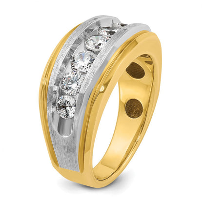 14K Gelbgold & Rhodium mit Weiß, 1,5 ct. im Labor gezüchteter Diamant VS/SI+ G+ satinierter Herrenring