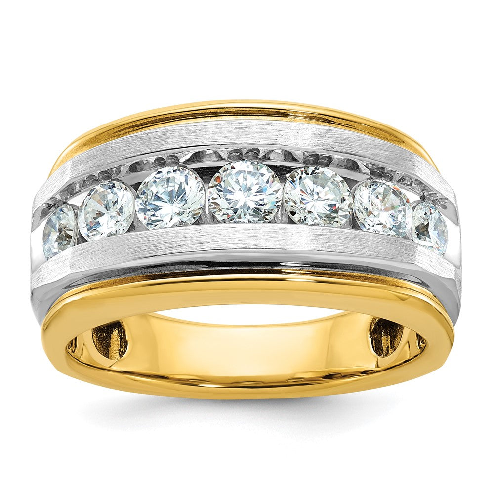 Herrenring aus 14K Gelb- und Rhodiumgold mit Weißrhodium, satiniert, komplett besetzt mit 1,5 ct. Diamanten