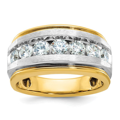 Herrenring aus 14K Gelb- und Rhodiumgold mit Weißrhodium, satiniert, komplett besetzt mit 1,5 ct. Diamanten
