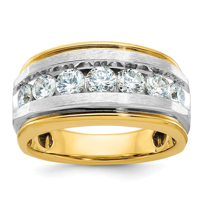 14K Gelbgold & Rhodium mit Weiß, 1,5 ct. im Labor gezüchteter Diamant VS/SI+ G+ satinierter Herrenring