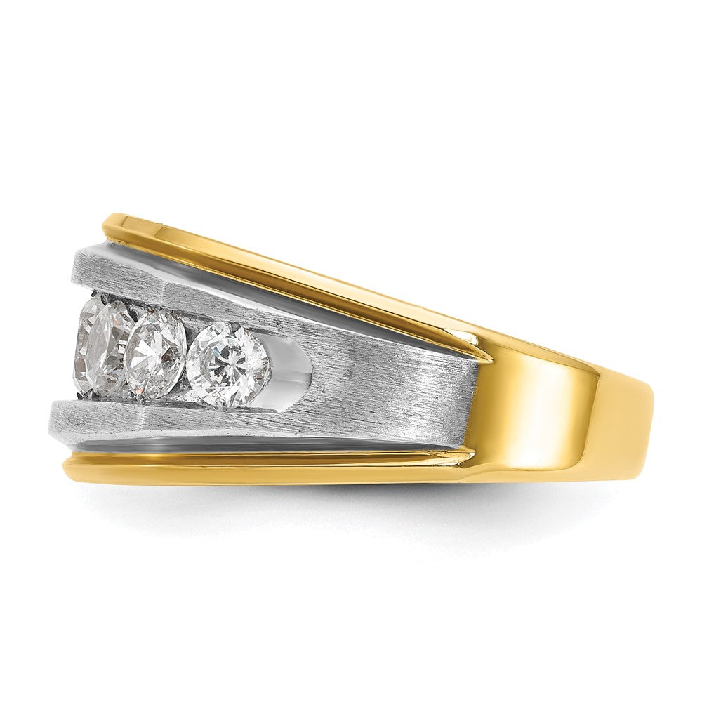 14K Gelbgold & Rhodium mit Weiß 2 ct. Laborgezüchteter Diamant VS/SI+ G+ Satin Herrenring
