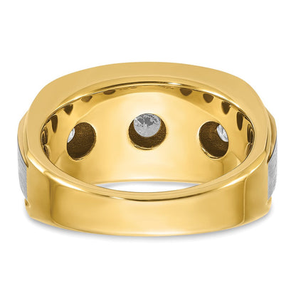 14K Gelb- und Rhodiumgold Herrenring mit Weißrhodium, satiniert, 2K Diamant, komplett besetzt