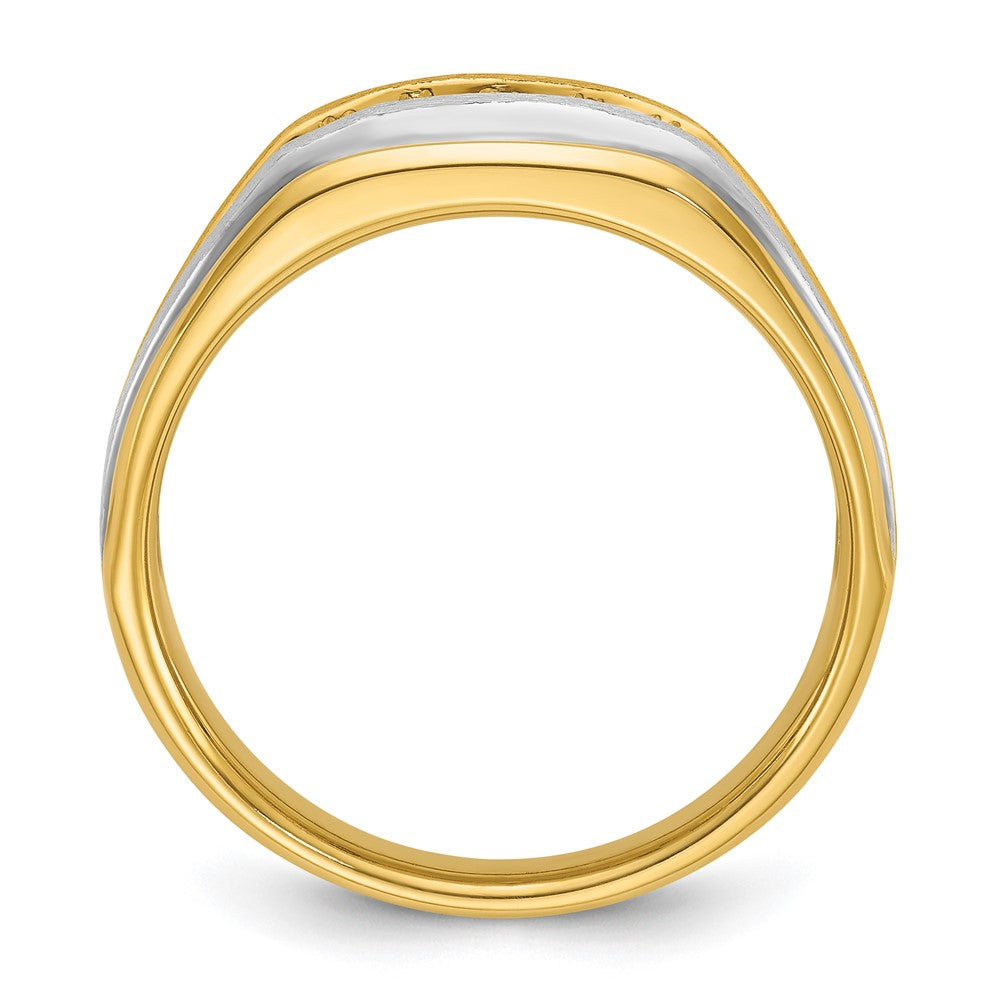 14K Gelbgold & Rhodium mit Weißrhodium Herren-Ring mit 0,25K Diamanten, komplett besetzt