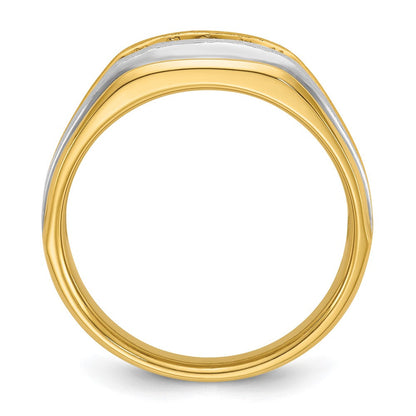14K Gelbgold & Rhodium mit Weißrhodium Herren-Ring mit 0,25K Diamanten, komplett besetzt