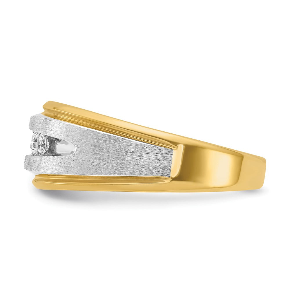 14K Gelbgold & Rhodium mit Weißrhodium Herren-Ring mit 0,25K Diamanten, komplett besetzt