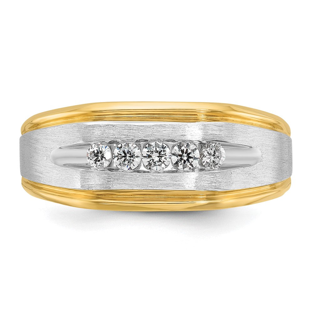 14K Gelbgold & Rhodium mit Weißrhodium Herren-Ring mit 0,25K Diamanten, komplett besetzt