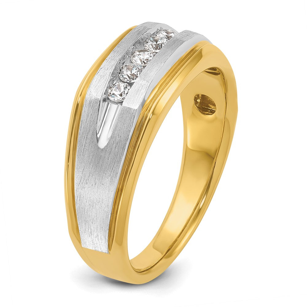 14K Gelbgold & Rhodium mit Weißrhodium Herren-Ring mit 0,25K Diamanten, komplett besetzt