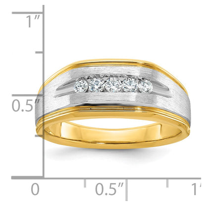 14K Gelbgold & Rhodium mit Weißrhodium Herren-Ring mit 0,25K Diamanten, komplett besetzt