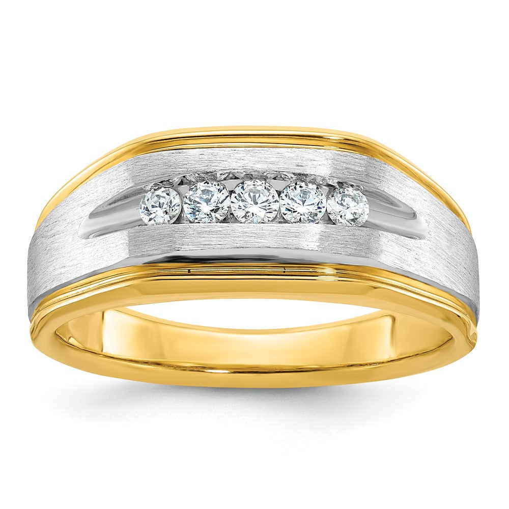 14K Gelbgold & Rhodium mit Weißrhodium Herren-Ring mit 0,25K Diamanten, komplett besetzt