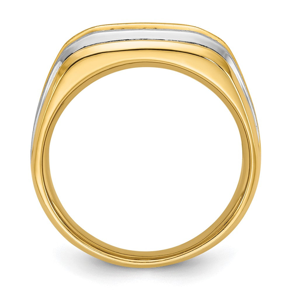 14K Bicolor Herrenring, poliert und satiniert, 0,5K Diamant komplett