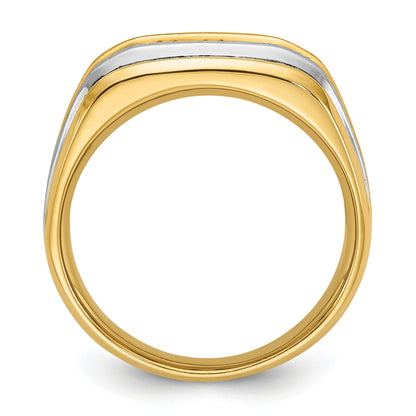 14K Bicolor-Gold Fünf-Stein-Herrenring mit 0,5 ct. laborgezüchtetem Diamant VS/SI+ G+, komplett poliert und satiniert