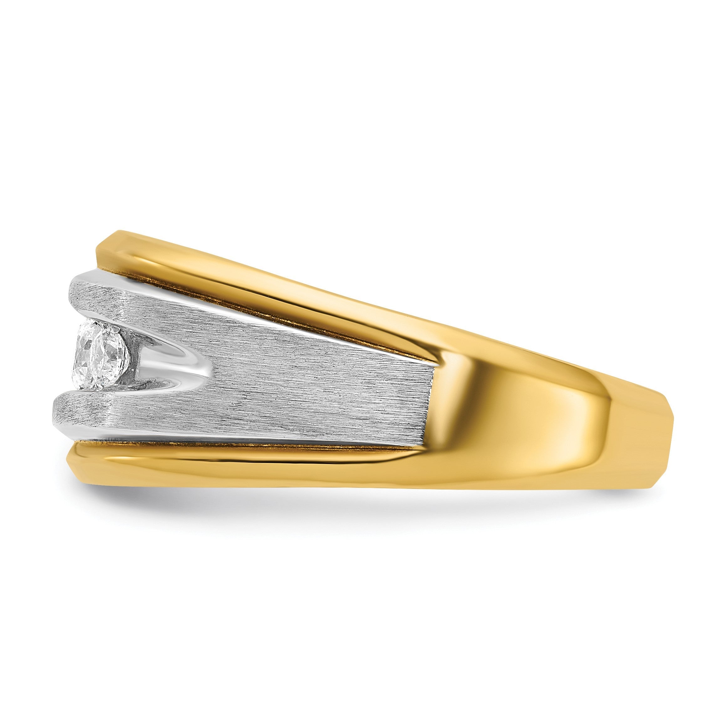14K Bicolor-Gold Fünf-Stein-Herrenring mit 0,5 ct. laborgezüchtetem Diamant VS/SI+ G+, komplett poliert und satiniert